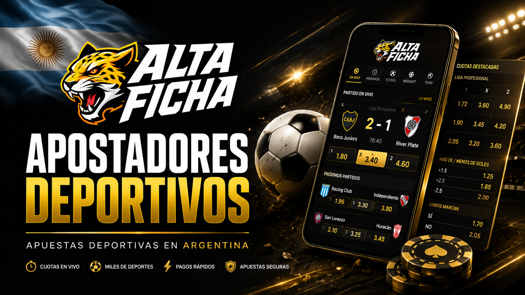 Altaficha apuestas deportivas para Argentina con fútbol, cuotas en vivo y mercados deportivos