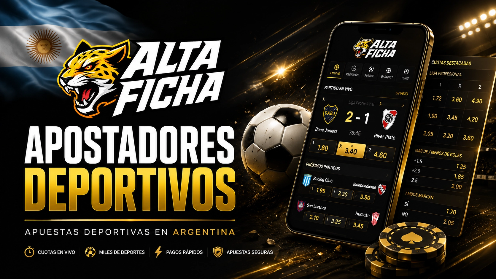 Altaficha apuestas deportivas para Argentina con fútbol, cuotas en vivo y mercados deportivos